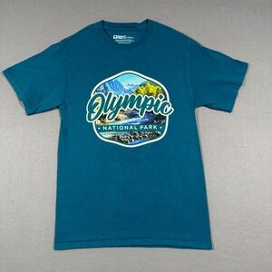 National Park Foundation Olympic National Park T-Shirt Mens Small Teal Blue Tee